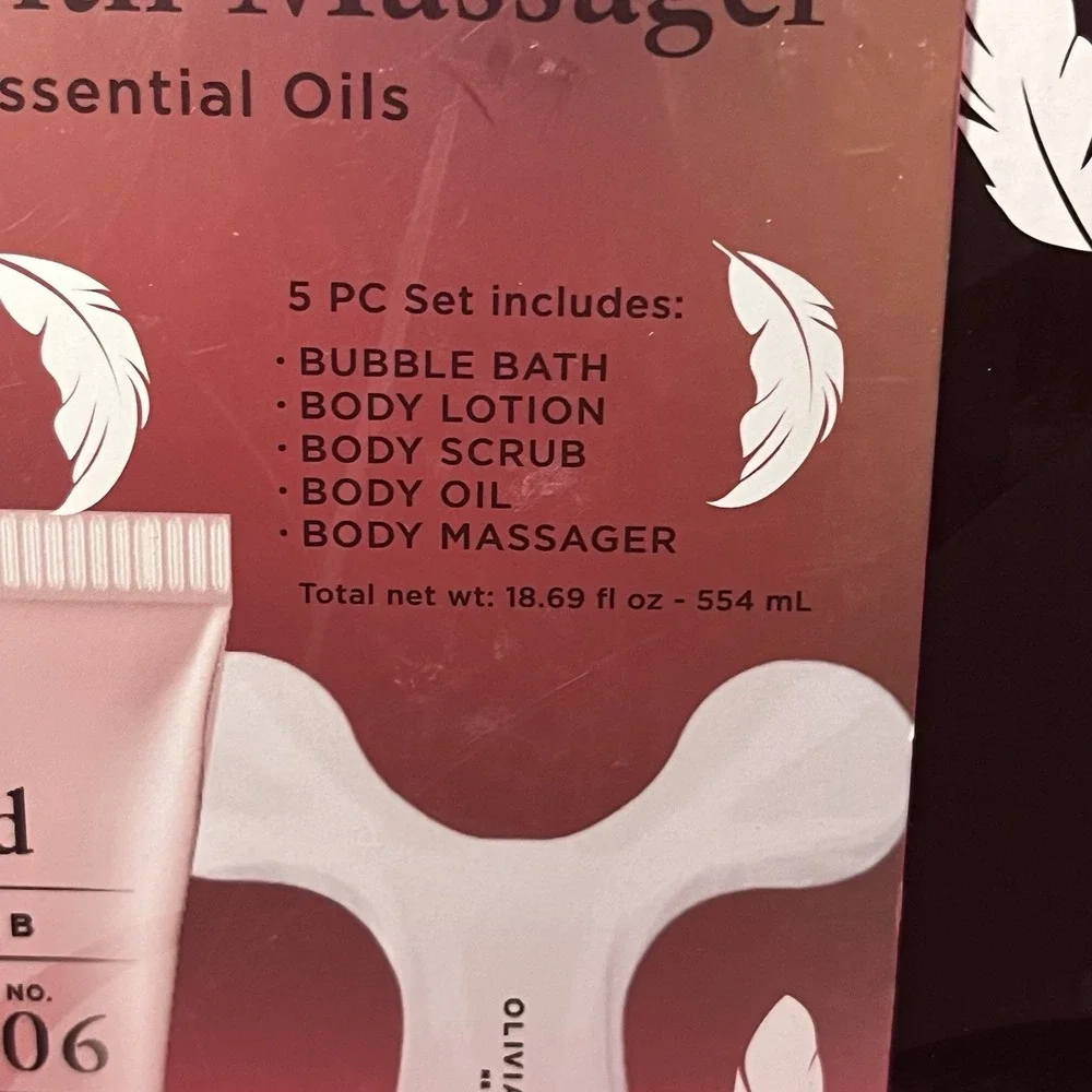 Olivia Grace Body Care 5 PC Vanilla Almond Bubble Bath-scrub-oil-lotion-massager